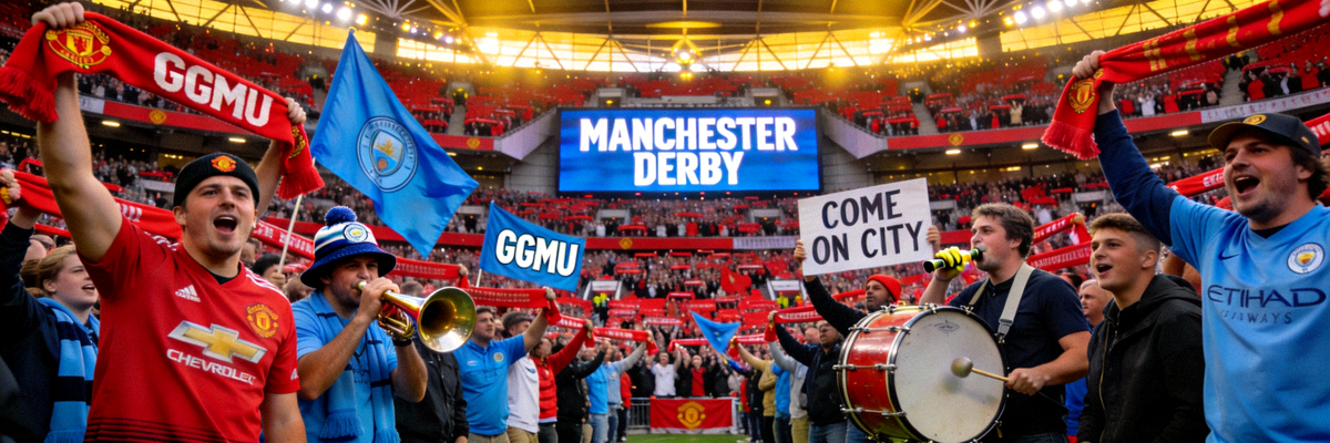 英超曼市德比，球迷热烈助威场面